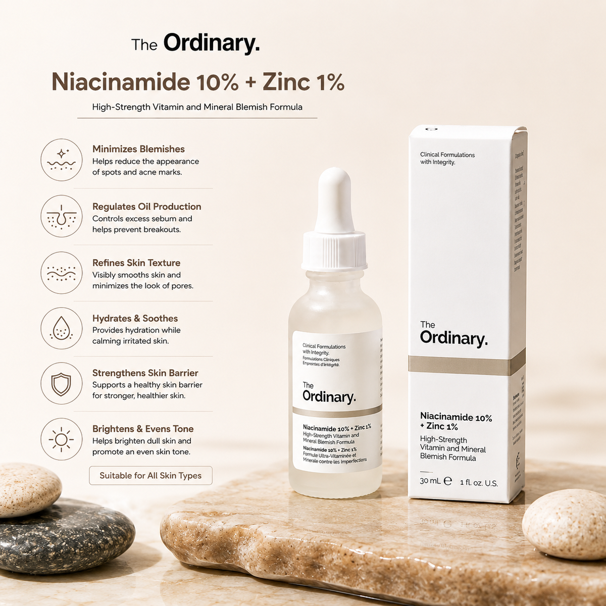 The Ordinary Niacinamide 10% + Zinc 1% Serum (30ml)