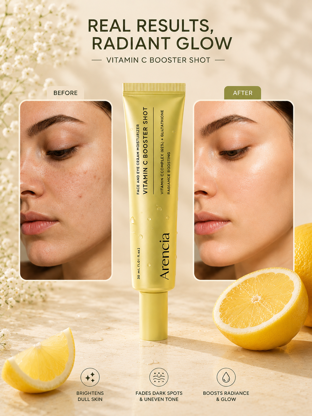 Arenica Vitamin C Booster Shot Face & Eye Cream Moisturizer