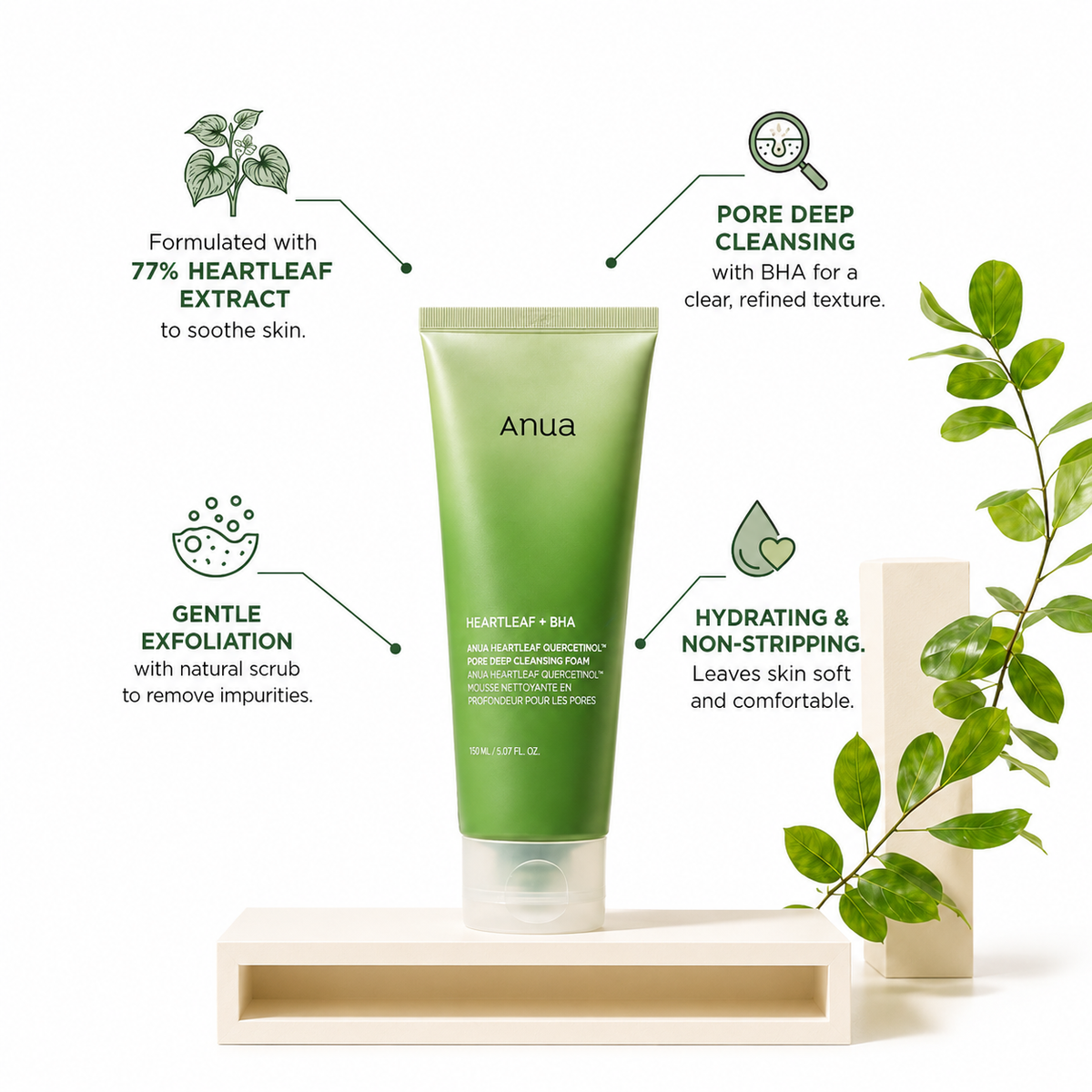 Anua Heartleaf Quercetinol™ Pore Deep Cleansing Foam (150ml)